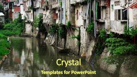  Presentation with bali - Amazing PPT theme having street rod - dirty river and houses near backdrop and a tawny brown colored foreground