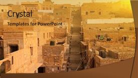  Presentation with brick - Audience pleasing PPT theme consisting of poor areas - jaisalmer city view ancient brick backdrop and a gold colored foreground