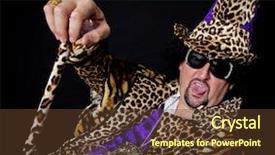  Presentation with costume - Slide set featuring poor areas - man dressed up background and a tawny brown colored foreground