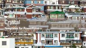  Presentation with residential - PPT theme enhanced with city korea - residential district in seoul background and a gray colored foreground