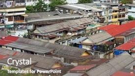  Presentation with slum area - Slide set enhanced with poor areas - slum area in bangkok background and a gray colored foreground