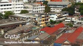  Presentation with slum area - Slide deck consisting of poor areas - slum area of bangkok background and a tawny brown colored foreground