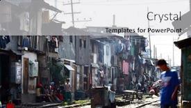  Presentation with slum area - Beautiful presentation featuring slum-area-of-manila-philippines backdrop and a light gray colored foreground