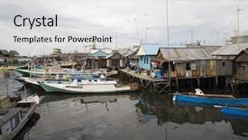  Presentation with slum area - Cool new presentation theme with makassar - slum area backdrop and a white colored foreground