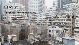  Presentation with poverty - Presentation theme featuring slum poverty - hong kong old town background and a light gray colored foreground