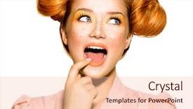  Presentation with girl model - PPT layouts featuring slander - beauty teenage model girl portrait background and a lemonade colored foreground