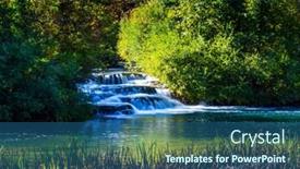  Presentation with waterfalls - Cool new PPT theme with smal-town-of-slunj-trip backdrop and a ocean colored foreground