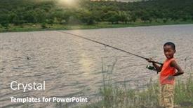  Presentation with fishing - Slide set with small-african-child-with-around background and a gray colored foreground