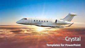  Presentation with flying - Slides consisting of small airplane - private jetplane flying above clouds background and a red colored foreground