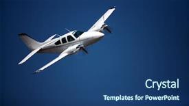  Presentation with airplane - Cool new PPT theme with small airplane against blue sky backdrop and a ocean colored foreground
