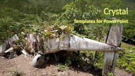  Presentation with crash - Presentation featuring small airplane crashed background and a tawny brown colored foreground