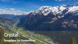  Presentation with snow covered trees and falling - Audience pleasing PPT theme consisting of small airport among the highest backdrop and a tawny brown colored foreground