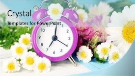  Presentation with beautiful flowers border floral design - Beautiful presentation theme featuring small alarm clock with beautiful backdrop and a light blue colored foreground