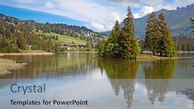  Presentation with alpine - PPT theme enhanced with small alpine lake heidisee in lenzerheide switzerland background and a light blue colored foreground