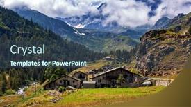  Presentation with alpine - Presentation theme featuring small-alpine-village background and a ocean colored foreground