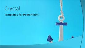  Presentation with anchor - PPT theme enhanced with small anchor with sand on blue background background and a cyan colored foreground