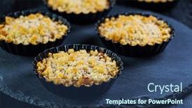  Presentation with pies - Presentation theme consisting of small-and-delicious-apple-pies background and a ocean colored foreground