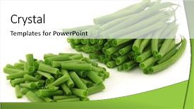  Presentation with cut - Colorful slides enhanced with small and slender green beans backdrop and a white colored foreground