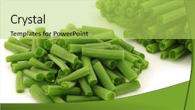  Presentation with green coffee beans - Slides featuring small and slender green beans background and a yellow colored foreground