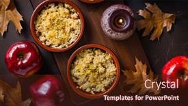  Presentation with pies - Audience pleasing slide set consisting of small-apple-crambles-or-applie backdrop and a tawny brown colored foreground