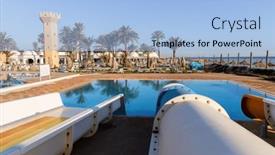  Presentation with palm - PPT theme consisting of small-aquapark-sliders-with-pool background and a light blue colored foreground