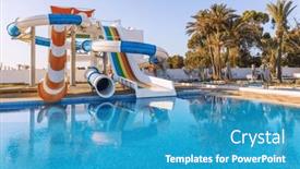  Presentation with palm - Presentation consisting of small-aquapark-sliders-with-pool background and a teal colored foreground