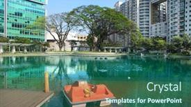  Presentation with pond - Audience pleasing presentation theme consisting of small artificial pond in bangalore city backdrop and a ocean colored foreground