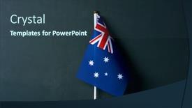  Presentation with dark green - Colorful PPT theme enhanced with small-australian-flag backdrop and a tawny brown colored foreground