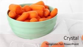 Presentation with carrots - Beautiful slide deck featuring small baby carrots in soup plate on napkin backdrop and a soft green colored foreground