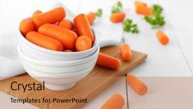  Presentation with cutting board - Colorful PPT layouts enhanced with small baby carrots in soup backdrop and a coral colored foreground