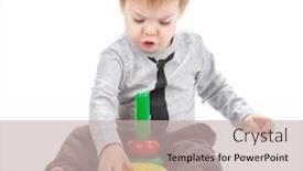  Presentation with baby toy - Colorful PPT theme enhanced with small-baby-with-a-toy backdrop and a soft green colored foreground