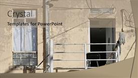  Presentation with building - Presentation theme enhanced with small-balcony-of-an-old background and a coral colored foreground