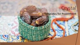  Presentation with organic - Presentation consisting of small-basket-filled-with-sacred and a coral colored foreground