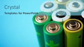  Presentation with batteries - Cool new PPT theme with small-batteries-on-a-blue backdrop and a arctic colored foreground