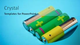  Presentation with batteries - Slide set enhanced with small-batteries-on-a-blue background and a arctic colored foreground