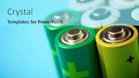  Presentation with batteries - Amazing presentation design having small-batteries-on-a-blue backdrop and a arctic colored foreground