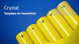  Presentation with batteries - Cool new PPT layouts with small-batteries-on-a-blue backdrop and a ocean colored foreground