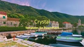  Presentation with kotor montenegro - Audience pleasing PPT layouts consisting of small-bay-with-boats-kotor backdrop and a tawny brown colored foreground