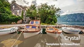  Presentation with kotor montenegro - Beautiful theme featuring small bay with boats kotor backdrop and a coral colored foreground
