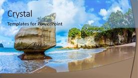  Presentation with beach rocks - PPT theme consisting of small beach ocean tide background and a light blue colored foreground
