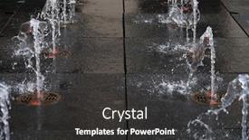  Presentation with water fountain - Presentation theme consisting of small beautiful fountain in the open air on the street drops of water jets of water frozen in the air in flight against the backdrop background and a dark gray colored foreground