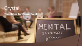  Presentation with group support - PPT theme featuring small-blackboard-with-notice-saying background and a coral colored foreground