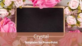  Presentation with pink roses - Colorful slide set enhanced with small-blank-chalkboard-for-valentine backdrop and a coral colored foreground