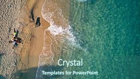  Presentation with aerial - Theme featuring small blue wave white background - beautiful beach with family top background and a  colored foreground