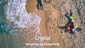  Presentation with tropical top view summer botanical - Presentation theme featuring small blue wave white background - beautiful beach with family top background and a  colored foreground