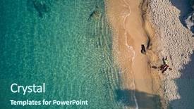  Presentation with family - Presentation enhanced with small blue wave white background - beautiful beach with family top background and a  colored foreground