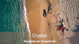  Presentation with tropical top view summer botanical - PPT theme having small blue wave white background - beautiful beach with family top background and a coral colored foreground