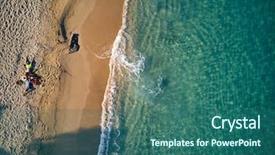  Presentation with family - Presentation consisting of small blue wave white background - beautiful beach with family top background and a  colored foreground