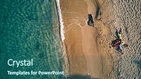  Presentation with tropical top view summer botanical - Audience pleasing PPT theme consisting of small blue wave white background - beautiful beach with family top backdrop and a  colored foreground
