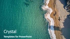  Presentation with tropical top view summer botanical - Colorful slide set enhanced with small blue wave white background - beautiful beach with family top backdrop and a ocean colored foreground